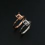 1Pcs 5x7MM Rectangle Prong Ring Settings Blank Rose Gold Plated Solid 925 Sterling Silver DIY Bezel Tray for Gemstone 1294201