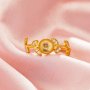 Round Pin Ring Settings For Half Drilled Pearl Bead,Solid 14K 18K Gold Ring For Half Drilled Beads,Tree Branch Leaf Ring,DIY Ring Supplies 1215104