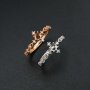 1Pcs 4MM Round Vintage Style Rose Gold Plated Solid 925 Sterling Silver DIY Adjustable Prong Ring Settings Blank for Gemstone 1210058