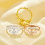 4x6MM Double Stones Pear Prong Ring Settings,Heart Solid 925 Sterling Silver Rose Gold Plated Ring,Pave CZ Stone Heart Ring,DIY Ring Supplies 1294966