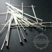20Pcs 0.5X30MM 24Gauge Solid 925 Sterling Silver Flat Head Pin DIY Jewelry Supplies Findings 1512009