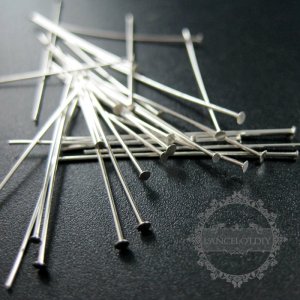 20Pcs 0.5X30MM 24Gauge Solid 925 Sterling Silver Flat Head Pin DIY Jewelry Supplies Findings 1512009