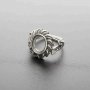 1Pcs 8X10MM Oval Cabochon Bezel Tree Leaf Antiqued Solid 925 Sterling Silver Adjustable Ring Settings 1223095