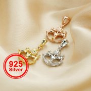 5x7MM Double Pear Prong Pendant Settings,Solid 925 Sterling Silver Rose Gold Plated Pendant,Castle Charm,DIY Supplies For Gemstone 1421190