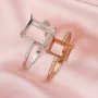 Keepsake Breast Milk Rectangle Prong Ring Settings Resin Solid 14K Gold Moissanite Accents DIY Ring Blank Band 1224113-1