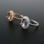 1Pcs 8x10MM Oval Bezel Pear Accents Halo Rose Gold Plated Solid 925 Sterling Silver Adjustable Prong Ring Settings Blank for Gemstone 1224036