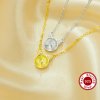 Keepsake Breast Milk Resin Ball Round Pin Pendant Necklace Settings for 8-9MM Half Drilled Pearl Bead,Cat Art Deco Solid 925 Sterling Silver Gold Plated Chain Necklace 16''+2'' 1431498