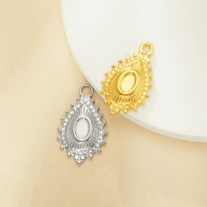 3x5MM Keepsake Breast Milk Resin Oval Bezel Pendant Settings,Yellow Gold Plated Stainless Steel Pear Pendant Charm,Vintage Pendant Blank 1421253