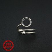 1Pcs 8MM Round Ring Settings US Size 6 for Cabochon Stone Solid 925 Sterling Silver DIY Bezel Tray Supplies 1212067