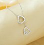 Keepsake Breast Milk Resin Ball Round Pin Pendant Necklace Settings for 5-6MM Half Drilled Pearl Bead,Double Heart Solid 925 Sterling Silver Necklace 16''+2'' 1431499
