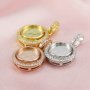 Keepsake Breast Milk Solid 14K Gold Round Pendant Settings for 8MM Gemstone with Moissanite Accents DIY Supplies 1411273-1