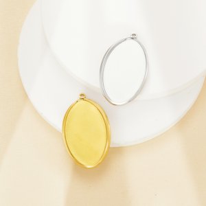 Keepsake Breast Milk Resin Oval Bezel Pendant Settings,Simple Stainless Steel Oval Pendant Charm,DIY Pendant Blank Supplies 1421274