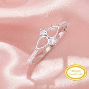 Two Stones 4x6MM Pear Prong Ring Settings,Solid 14K 18K Gold Ring,Vintage Styles Moissanite Art Deco DIY Ring Supplies 1295038