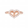 4x6MM Double Stones Pear Prong Ring Settings,Heart Solid 925 Sterling Silver Rose Gold Plated Ring,Pave CZ Stone Heart Ring,DIY Ring Supplies 1294966