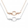 7x9MM Oval Prong Pendant Settings Angle Wings Rose Gold Plated Solid 925 Sterling Silver Charm Bezel with 15''+2'' Necklace Chain 1421167