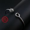 6x8MM Oval Prong Bezel Bangle Settings Solid 925 Sterling Silver DIY Bracelet Supplies for Gemstone 2.2'' Diameter 1900255