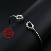 6x8MM Oval Prong Bezel Bangle Settings Solid 925 Sterling Silver DIY Bracelet Supplies for Gemstone 2.2'' Diameter 1900255