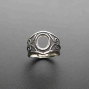 1Pcs 8X10MM Oval Cabochon Bezel Steam Punk Vintage Style Antiqued Solid 925 Sterling Silver Adjustable Ring Settings 1223090
