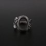 1Pcs 10x14MM Vintage Style Antiqued Solid 925 Sterling Silver Oval Bezel Flower Adjustable Ring Settings for Cabochon Stone 1223103