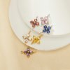 Two Loops Lucky Four Leaf Clover CZ Birthstone Stainless Steel Charm,Color Stone Leaf Clover Pendant Charm,Minimalist Gold Plated Pendant Charm 1431461