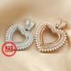 1Pcs Heart Prong Pendant Settings Double Halo Rose Gold Plated Solid 925 Sterling Silver Charm Bezel Tray for Gemstone DIY Supplies 1431057
