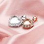 Keepsake Breast Milk Resin Halo Heart Pendant Bezel Settings,Solid Back 925 Sterling Silver Rose Gold Plated Birthstone Pendant Charm,DIY Pendant Supplies 1431250