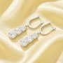 Luxury Round Hoop Earrings With White Cubic Zirconia,Solid 925 Sterling Silver Earrings,3 Stones Round CZ Stone Dainty Earrings 6310108