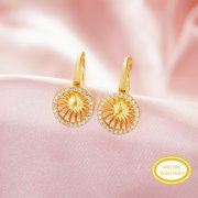 Keepsake Breast Milk Resin Ball Round Pin Hoop Earrings Settings For Half Drilled Pearl Bead,Solid 14K 18K Gold Earrings,DIY Earring Supplies 1705079
