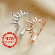 Art Deco Curved Enhancer Ring,Sun Stackable Solid 925 Sterling Silver Rose Gold Plated Ring,DIY Wedding Ring Supplies 1294528