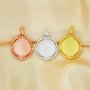 12MM Keepsake Breast Milk Resin Round Bezel Pendant Settings,Solid 925 Sterling Silver Rose Gold Plated Pendant Charm,DIY Pendant Supplies 1411468