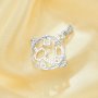 Three Stones Prong Pendant Settings,Space Planet Solid 925 Sterling Silver Pendant Charm,Pave CZ Stone Pendant With 4MM Round,4x6MM Oval,5x7MM Oval Stone 1421264
