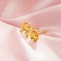 Keepsake Breast Milk Resin Ball Round Pin Cat Solid 14K 18K Gold Studs Earrings Settings for Half Drilled Pearl Bead,DIY Earring Supplies 1706226