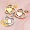 Keepsake Breast Milk Bezel 8MM Heart Pendant Settings Halo Solid 14K/18K Gold Charm Moissanite Accents DIY Memory Jewelry Supplies 1431132-1