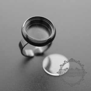 5pcs 16mm round bezel 5mm depth gun black brass floating ring with flat glass 1210024-4