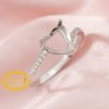 6MM Heart Prong Ring Setttings Bypass Shank Memory Jewelry Solid 14K 18K Gold DIY Ring Blank Wedding Band with Moissanite 1294365-1