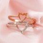 4-9MM Simple Heart Prong Ring Setttings Memory Jewelry Solid 14K 18K Gold DIY Ring Blank Wedding Band for Gemstone 1294169-1