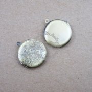5pcs Pendant DIY Brass Bronze Copper European Antique Style round Flower Prayer Box Photo Locket Jewelry