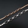 1Pcs Oval Prong Bezel Bracelet Settings 5 Stones Rose Gold Plated Solid 925 Sterling Silver Tray for Gemstone 6''+1.6'' 1900246