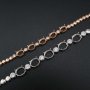 1Pcs Oval Prong Bezel Bracelet Settings 5 Stones Rose Gold Plated Solid 925 Sterling Silver Tray for Gemstone 6''+1.6'' 1900246