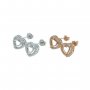 1Pair 5-6MM Rose Gold Plated Solid 925 Sterling Silver Heart Prong Bezel DIY Studs Earrings Settings for Gemstone Jewelry Supplies 1706051