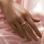 Round Pin Ring Settings For Half Drilled Pearl Bead,Solid 14K 18K Gold Ring For Half Drilled Beads,Tree Branch Leaf Ring,DIY Ring Supplies 1215104