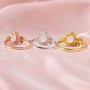 6x8MM Keepsake Breast Milk Oval Prong Ring Settings Resin Solid 14K Gold Moissanite Accents DIY Ring Blank Band for Gemstone 1224118-1