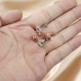 1Pair 5-6MM Rose Gold Plated Solid 925 Sterling Silver Heart Prong Bezel DIY Studs Earrings Settings for Gemstone Jewelry Supplies 1706051