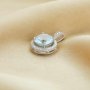 12MM Round Birthstone Pendant Charm With 8MM Faceted Sky Blue Topaz,Solid 925 Sterling Silver Charm,November Birthstone Pendant 1411321