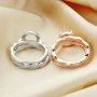 8MM Round Prong Ring Settings,Stackable Solid 925 Sterling Silver Rose Gold Plated Ring,Art Decor Bezel Band Stacker Ring,Wedding Double DIY Ring Set 1294503