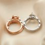 6x8MM Pear Prong Ring Settings Stackable Solid 925 Sterling Silver Rose Gold Plated Square Bezel Stacker Band DIY Ring Set Supplies 1294410