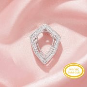 8x12MM Halo Pear Prong Pendant Settings,Solid 14K 18K Gold Pendant Charm,Pave Moissanite Pendant,DIY Pendant Supplies 1431481