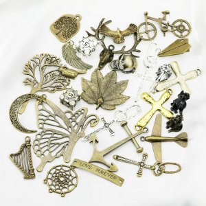 50Pcs Assortment Antiqued Bronze Alloy Pendant Charm DIY Jewlery Supplies Findings 1800522