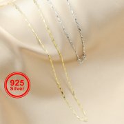 0.8MM Thick dapped Bar Necklace Chain Solid 925 Sterling Silver Gold Plated Necklace DIY Jewelry Supplies 1320023