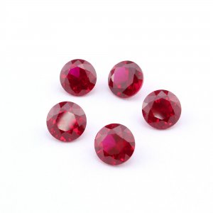 5Pcs Lab Created Round Ruby July Birthstone Red Faceted Loose Gemstone DIY Jewelry Supplies 4110166